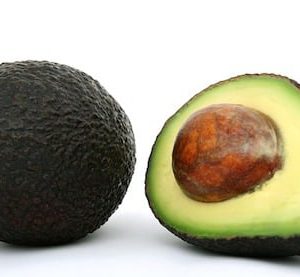 an avocado cut in half