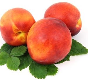 3 red peaches